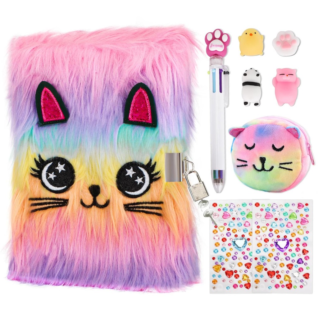 

Cute Plush Cat Diary With Lock And Key For Kids Girls Gift Dog Animals Journal Notebook Student School Stationery A5 Notepad