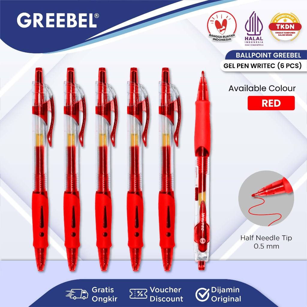 

GREEBEL PULPEN GEL / Gel Pen GP- 503 Writec 0.5 Merah(6 PCS/SET) Pulpen Gel / Ballpen Gel Ballpoint Bolpen Bolpoin Pena GelGel