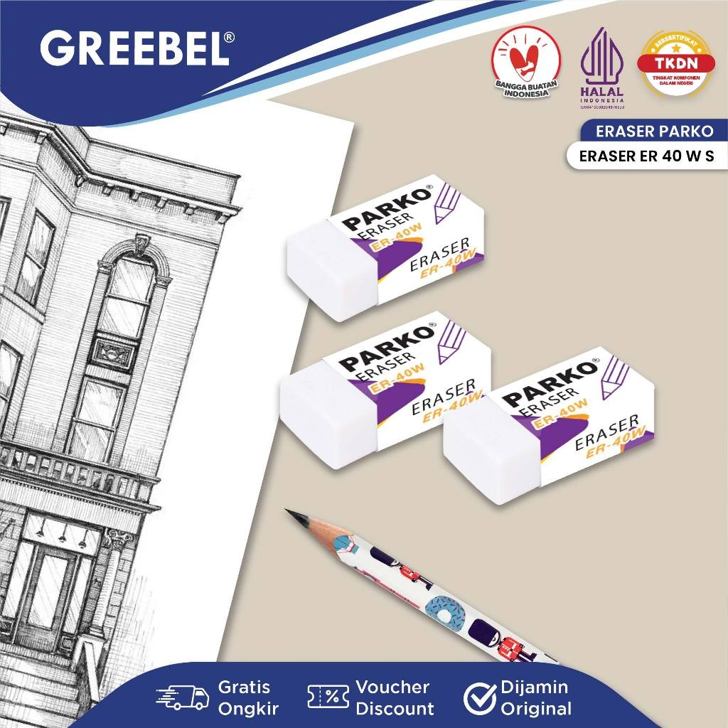 

PARKO Eraser Stip Hapusan ER- 40W (PCS) Penghapus Pensil / Alat Tulis Sekolah