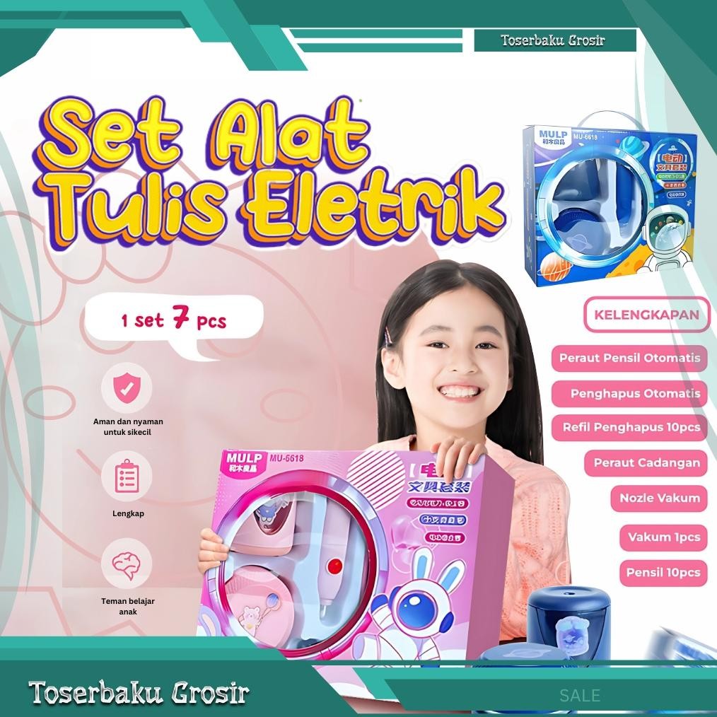 

READY STOK Electric Stationery Set / Set Alat Tulis Sekolah Rautan Penghapus Vacuum Siap kirim