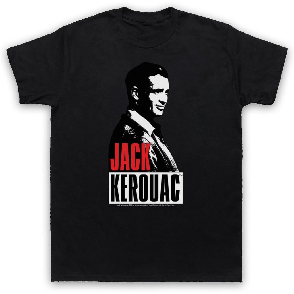 Kaos T Pria dengan Gambar "On The Road" oleh Jack Kerouac, Hitam, Ukuran Besar