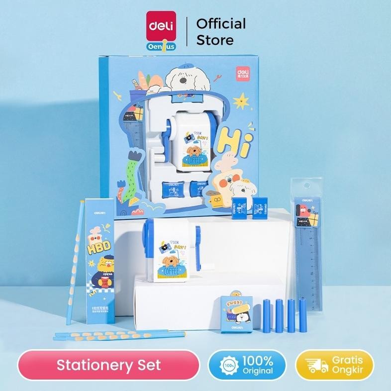 

READY STOCK Deli Set Alat Tulis Kado / Stationary Gift Set 5 in 1 Pink Biru VG52