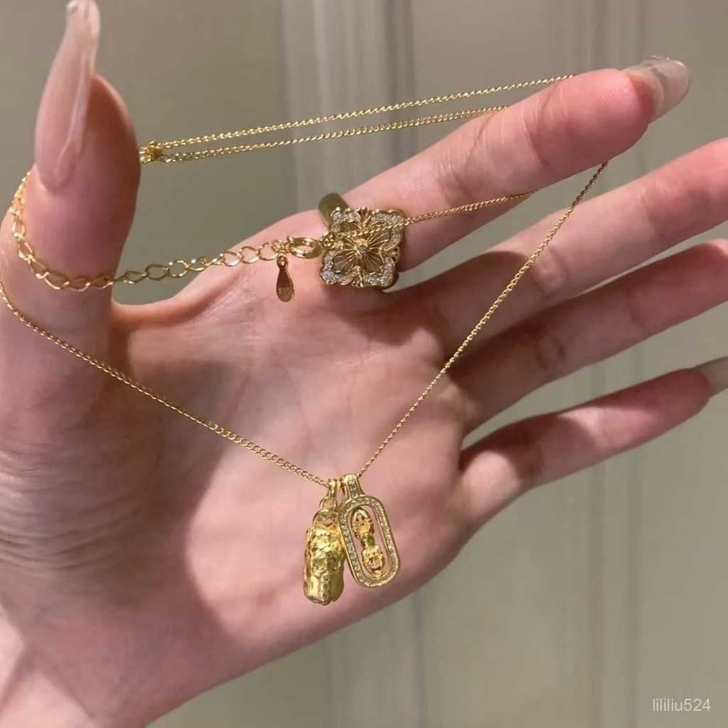 Wei Xue Gaya yang Sama S925Kalung Pixiu Vajra Perak Murni untuk Wanita Gaya Cina Baru Liontin Indah 