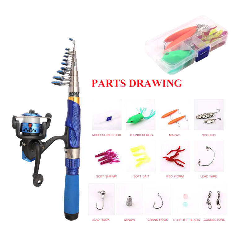 In Stock Promotion Super Hard Sea Rod Set Portable Fishing Rod Small Casting Rod Telescopic38Centime