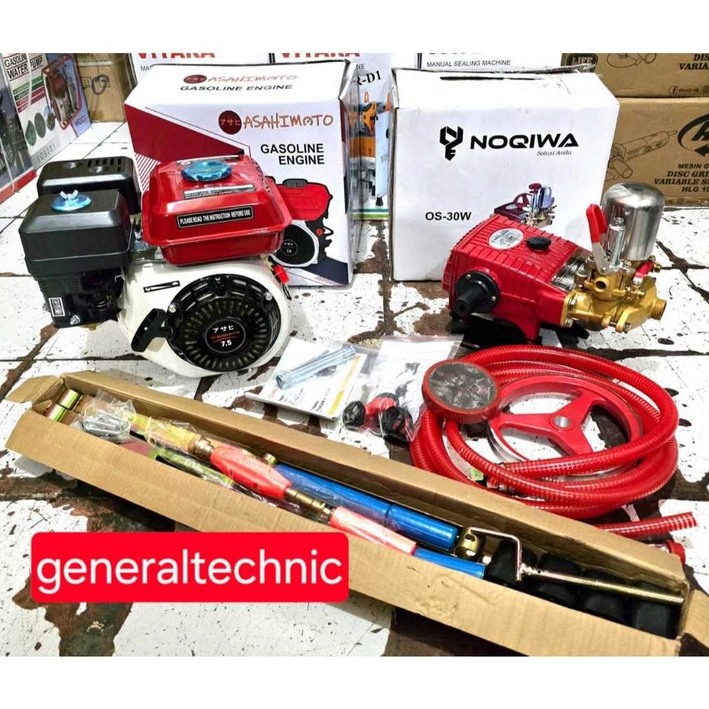 TERLARIS Mesin Cuci Motor Power Sprayer PS30 Noqiwa + Engine GX200 Asahimoto GX200 6,5HP Steamset Le