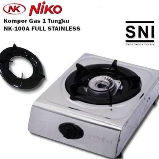 Kompor Gas 1 Satu Tungku Niko NK100A Full Stainless Steel SNI