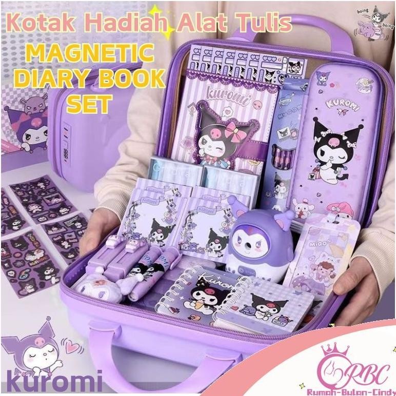 

READY STOCK [Penjual Lokal] Kotak hadiah Alat tulis Kuromi / 9-in-1 Magnetic Diary Book Set