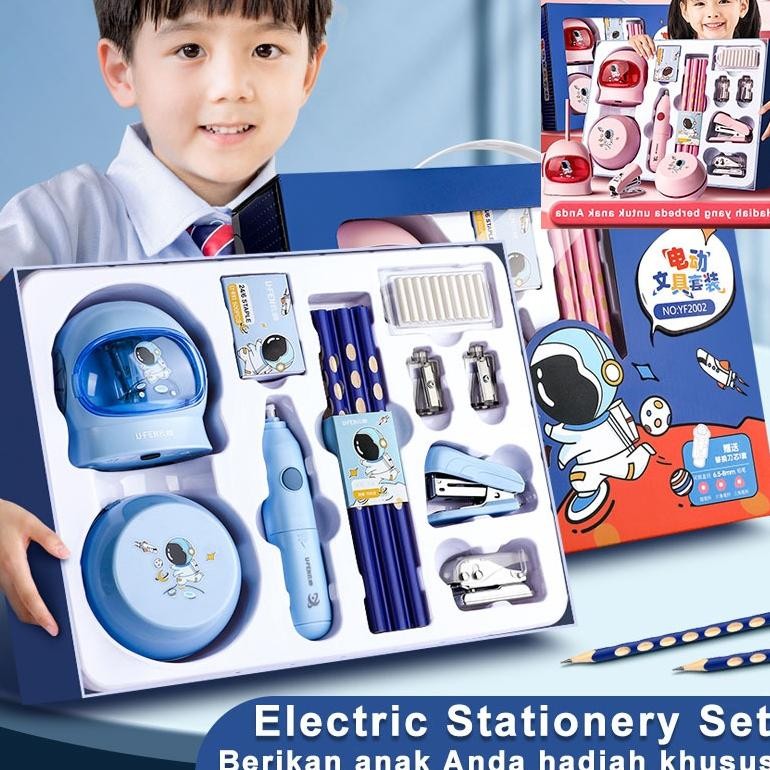 

TERLARIS Electric Stationery Set / Set Alat Tulis Elektrik Rautan Penghapus Vacuum Pensil 11 In 1/Set Alat Tulis Elektrik Siap kirim