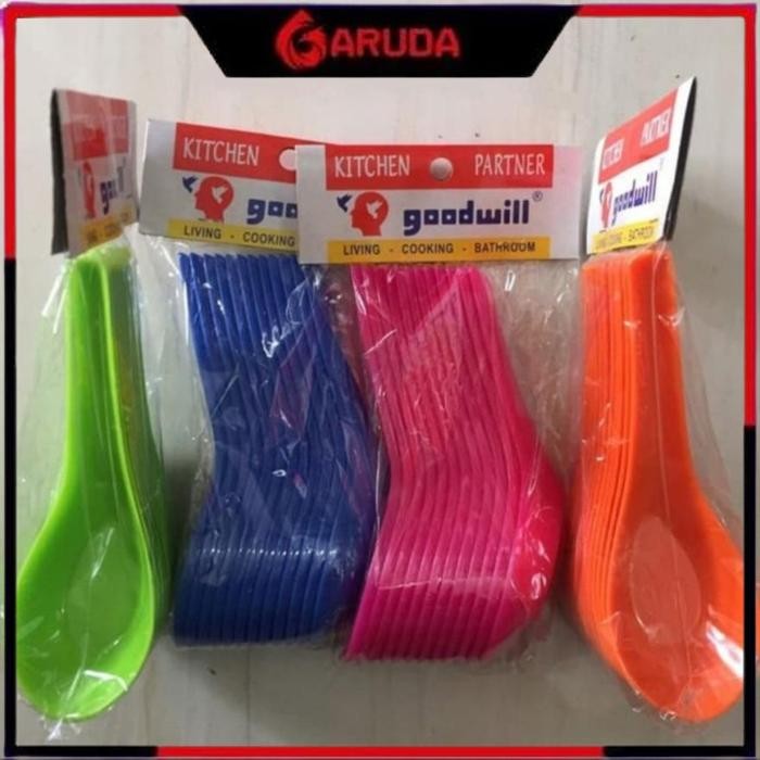 MURAH SENDOK BEBEK PLASTIK WARNA [ 1 LUSIN ]