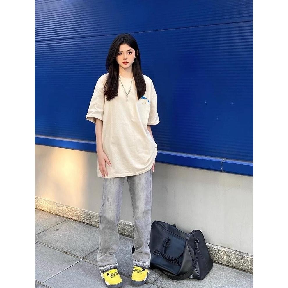 [original] koikoo. 100% cotton baju wanita cream kaos wanita korean style oversize tshirt lengan pen