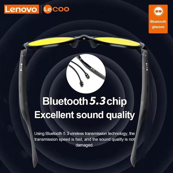 Stock In Lenovo Lecoo C8 Lite Smart Glasses Headset Wireless Bluetooth 5.3 Sunglasses Outdoor Sport 