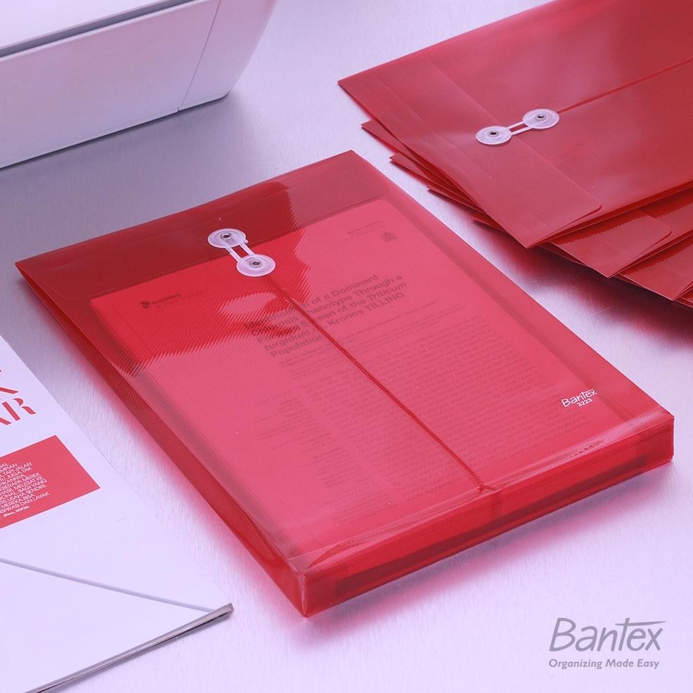 

READY STOK 12 Pcs Map Plastik Tali Bantex Folio F4 Trendy String Envelope Portrait 3223 09 Red Siap kirim