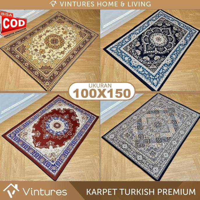 [150 x 100 CM] Karpet Lantai Turki Premium / Karpet Permadani / Karpet Poliester / Karpet Vintures