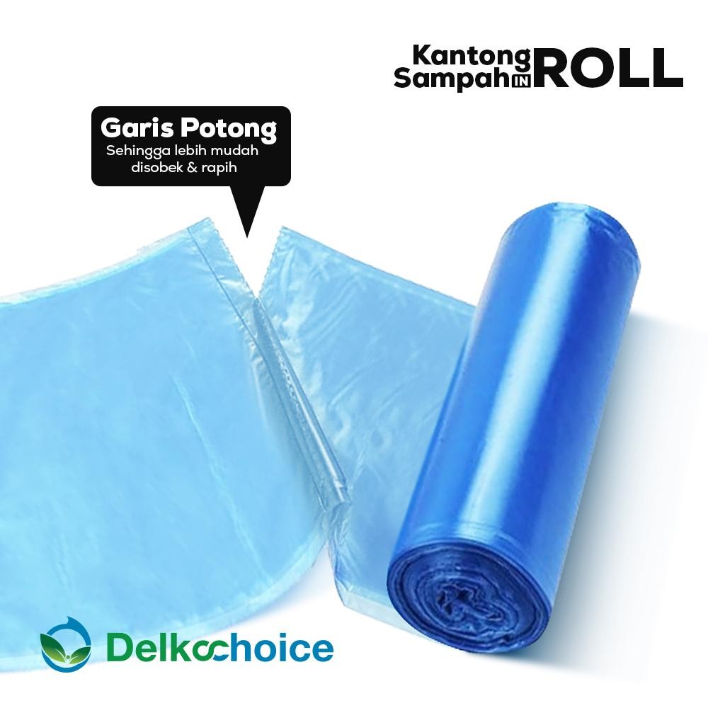 Kantong Plastik Sampah Roll Biru Jumbo Trash Bag Delkochoice 45X60Cm