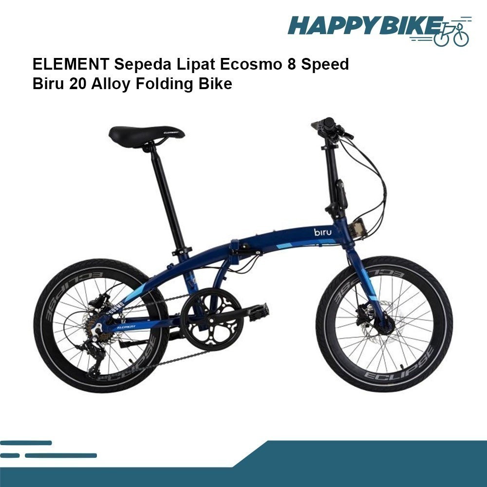 ELEMENT Sepeda Lipat Ecosmo 8 Speed Biru 20" Alloy Folding Bike