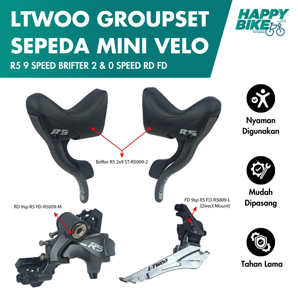 Happy Bike Mini Grouset Sepeda Roadbike/ Sepeda Mini Velo LTWOO R5 9 Speed Brifter 2 & 9 Speed RD FD