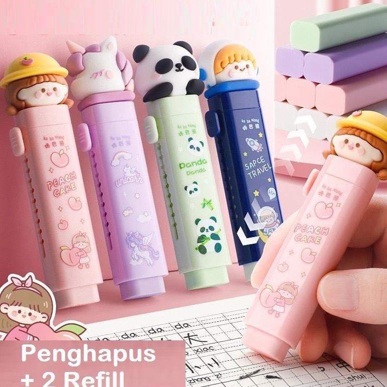 

Garansi Penghapus Pensil Mekanik Set Isi 1 Refill Mechanic Eraser Model Karakter Lucu Anak Sekolah Rumah Belajar