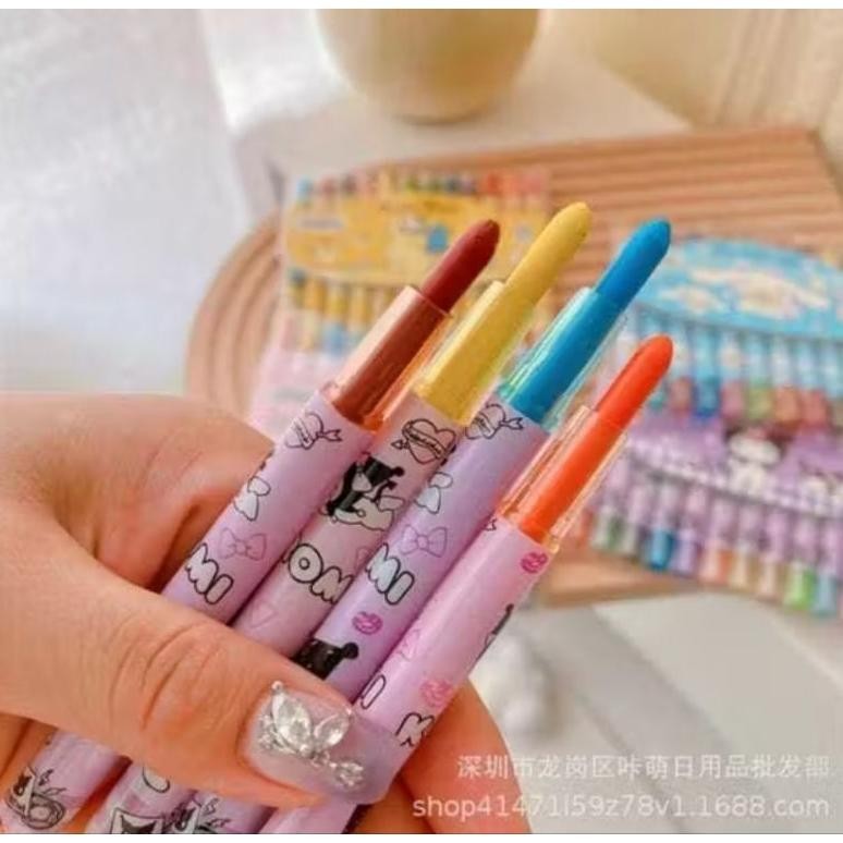

Berkualitas [Zen] Pensil Warna/Stik Crayon Putar 12Warna Motif Karakter Sanrio Labubu Mix Murah