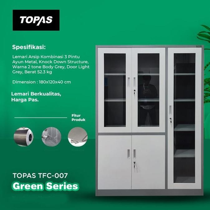 

HOT PROMO TOPAS TFC 007 Lemari Arsip Besi 3 Pintu Kombinasi Kaca | Filling Cabinet Kantor Office