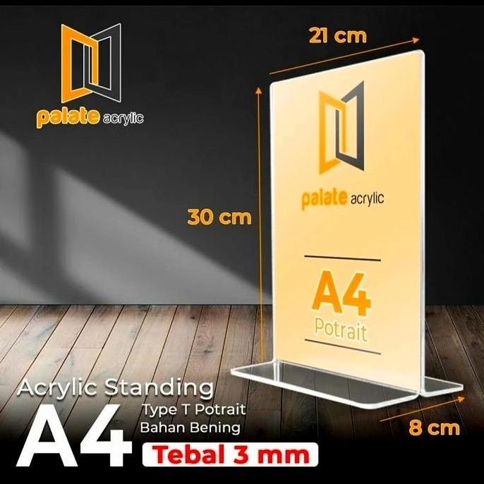 

BRG BARU Acrylic Tent Card A4 T Portrait tebal 3MM/ Akrilik Tent Holder A4