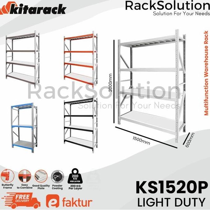 

JUAL KITARACK KS1520 STARTER Rak Gudang 2 Meter 4 Layer Panjang 1.5 Meter