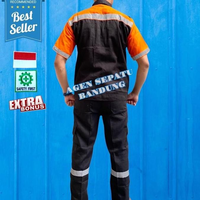 AGEN Atasan Kerja Lengan Pendek Kombinasi / Wearpack Safety / Setelan Baju Kerja / Baju Proyek / Baj