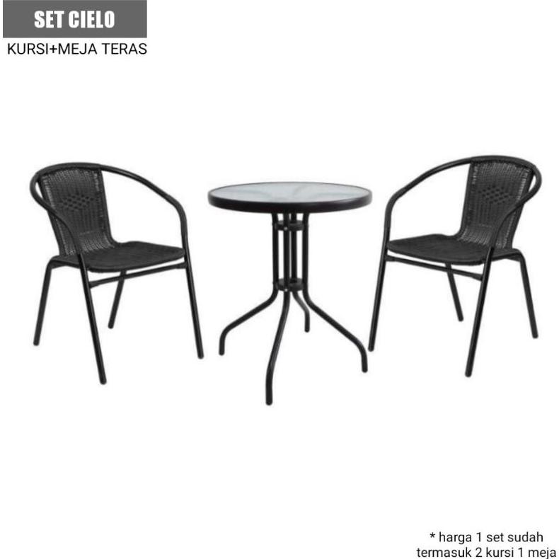 NEW KHUSUS DENPASAR-BALI.Set Meja kursi teras besi 1 meja 2 kursi