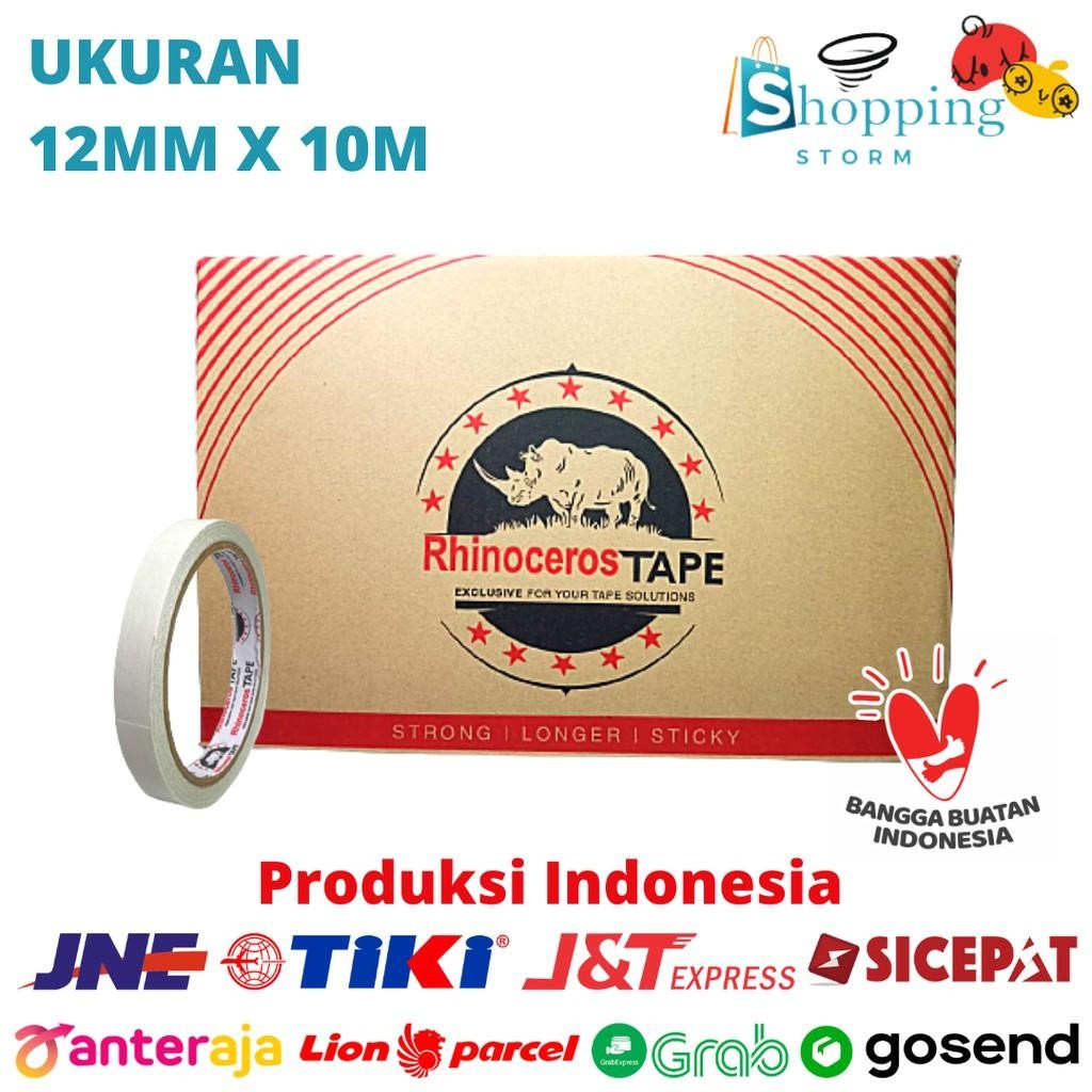 

Double Tape Putih Rhinoceros Tape 12Mm X 10M @288Pcs/Dus Gojek/Grab