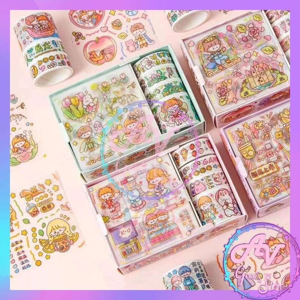 

Bisa Diandalkan 1Box Sticker Momo Set / Sticker Roll Momo Set / Washi Tape Isolasi Sticker Momo Fancy