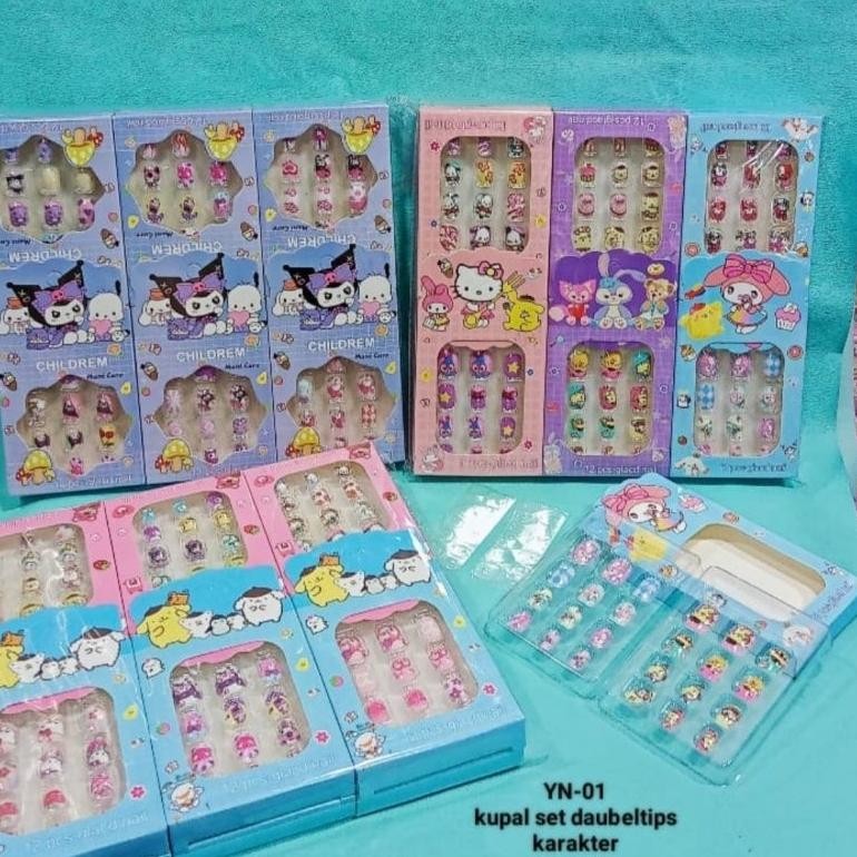 NEW 12 pcs kuku palsu Sanrio kuku set doubletip kuku palsu karakter mainan kuku anak karakter