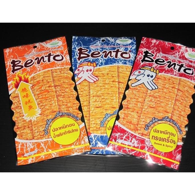 

,,,,,,,] Bento Squid Seafood Snack /Cemilan cumi/ikan/Bento Seafood Snack 20gr Spicy Asem Pedas Sweet/20 gr