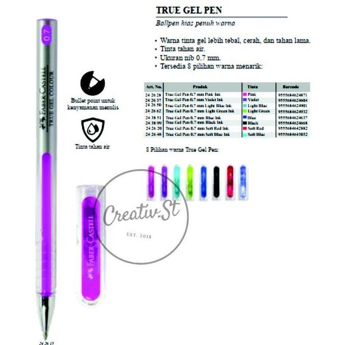 

Hot Promo !!! Faber Castell Faber-Castell True Gel Pen Colors Bolpen Tinta Warna 0.7 Mm (1 Pcs)
