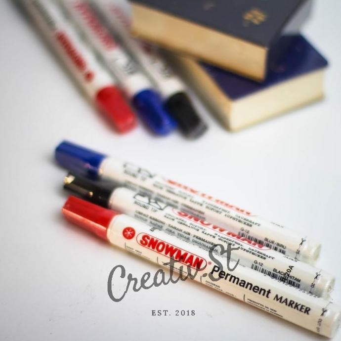 

Segera Miliki !!! Snowman Spidol Permanen Permanent Marker G-12 Black Blue Red (1 Pcs)