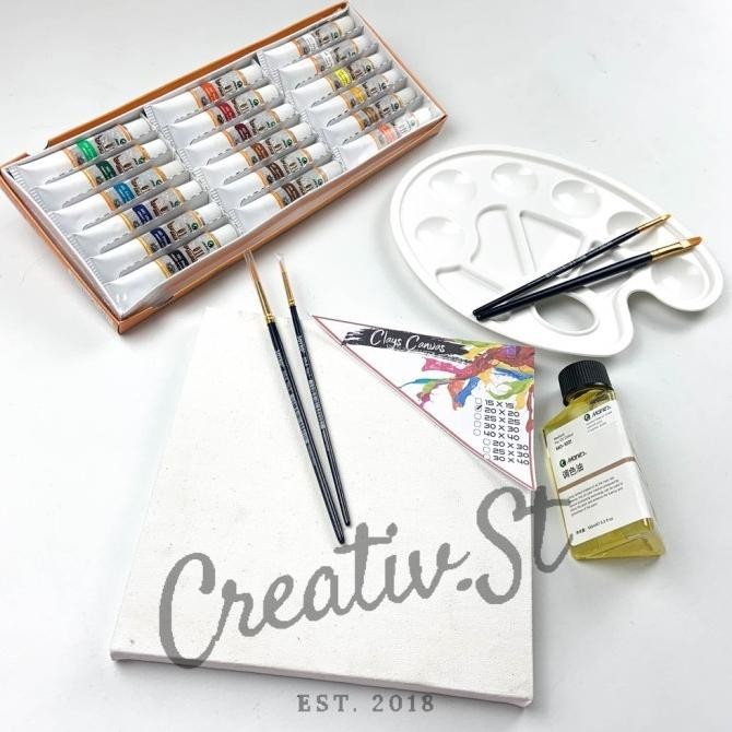 

Termurah !!! Paket Cat Minyak Set 12 Warna 18 Warna Set Oil Paint