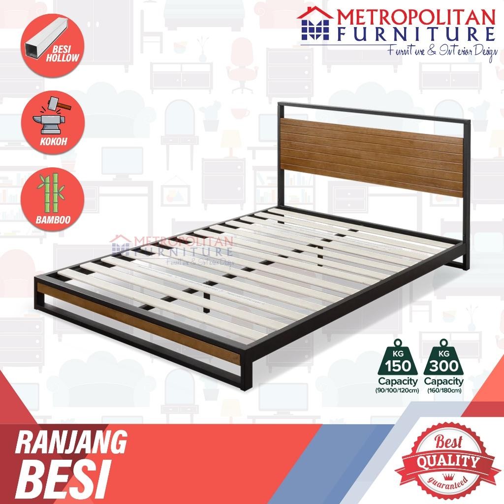 Tempat Tidur Dipan Sandaran Ranjang Besi Dan Kayu Minimalis