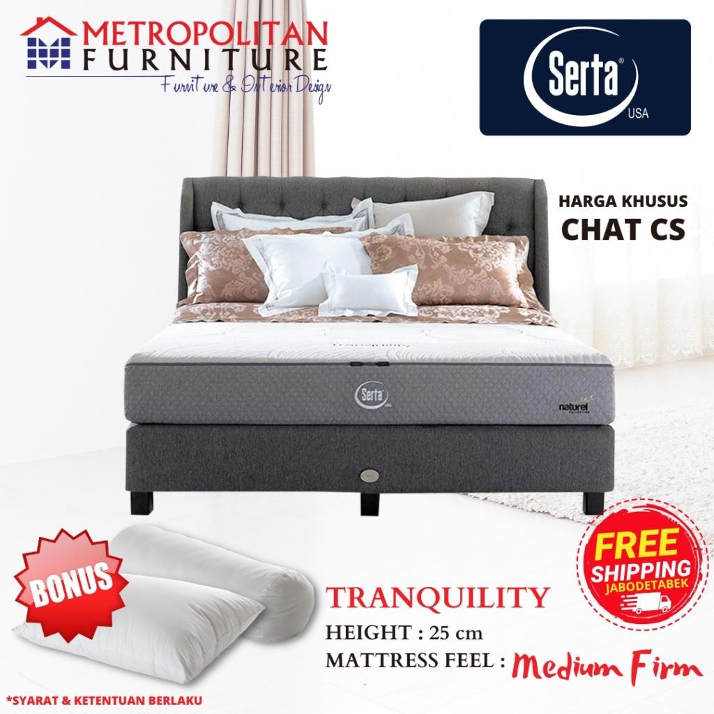 Springbed Serta Tranquility Full Set Kasur Matras Spring Bed