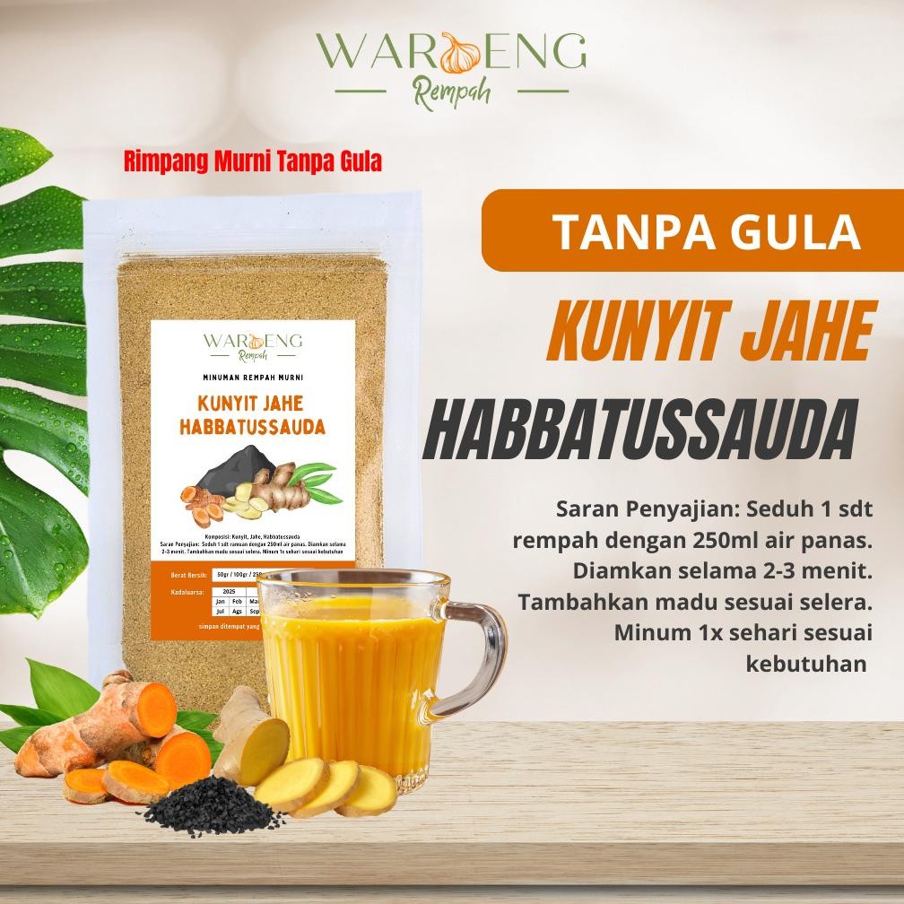 

Tanpa Gula - Kunyit Jahe Habbatussauda / Wedang / Waroeng Rempah Murah - Rempah MSH