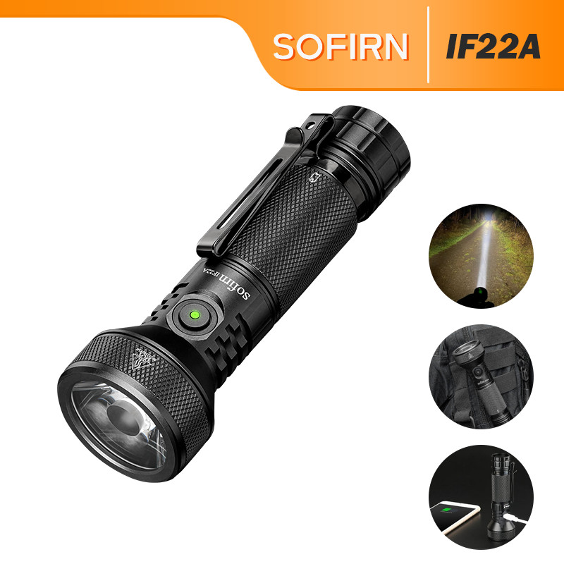 SOFIRN IF22A Senter LED Super Terang 2100lm, SFT40, USB-C, Dengan Indikator Daya