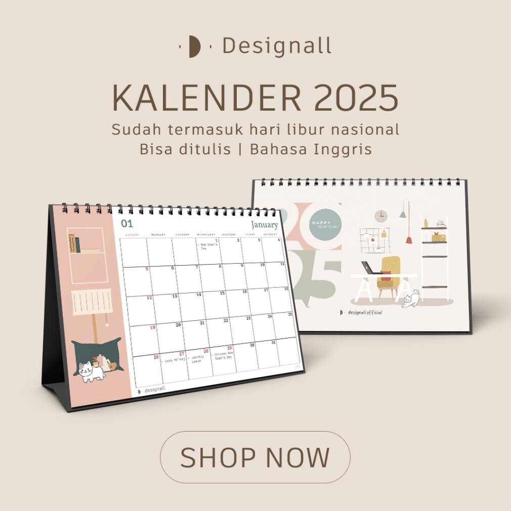 

Designall Kalender 2025 Aesthetic Meja / Kalender Duduk Spiral Jm