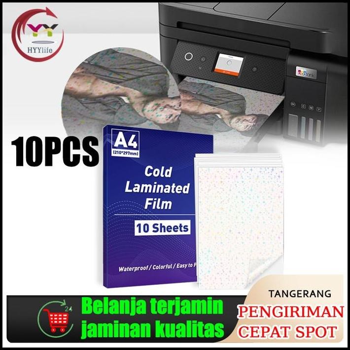 

10Pcs Stiker Vinyl Hologram Pecah Beling Inkjet Waterproof A4