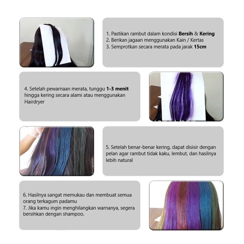 150Ml Salsa Hair Color Hair Color Spray Non Permanent Instant Mermaid Hair Color Spray Semir Rambut 