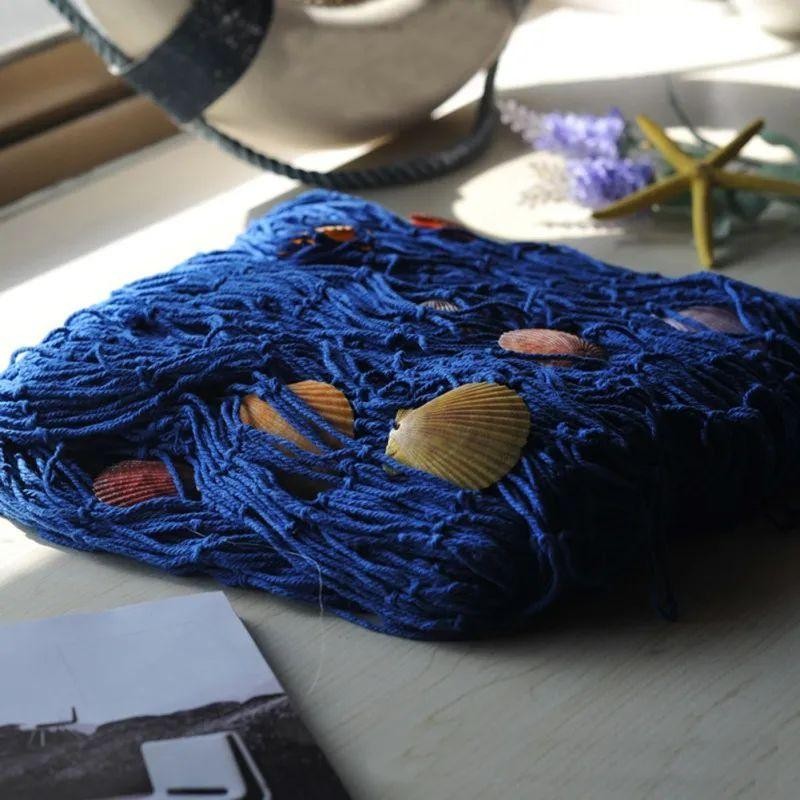 Hiasan Dinding Jaring Kerang Dekorasi Dinding Hiasan Dinding Gantung Jaring Ikan Gaya Mediterrania H