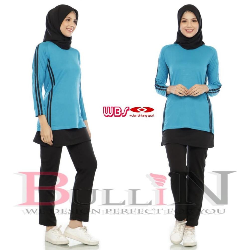 Ready Setelan Celana Senam Rok  Baju Senam Celana Rok Senam-Hitam Merah Lis