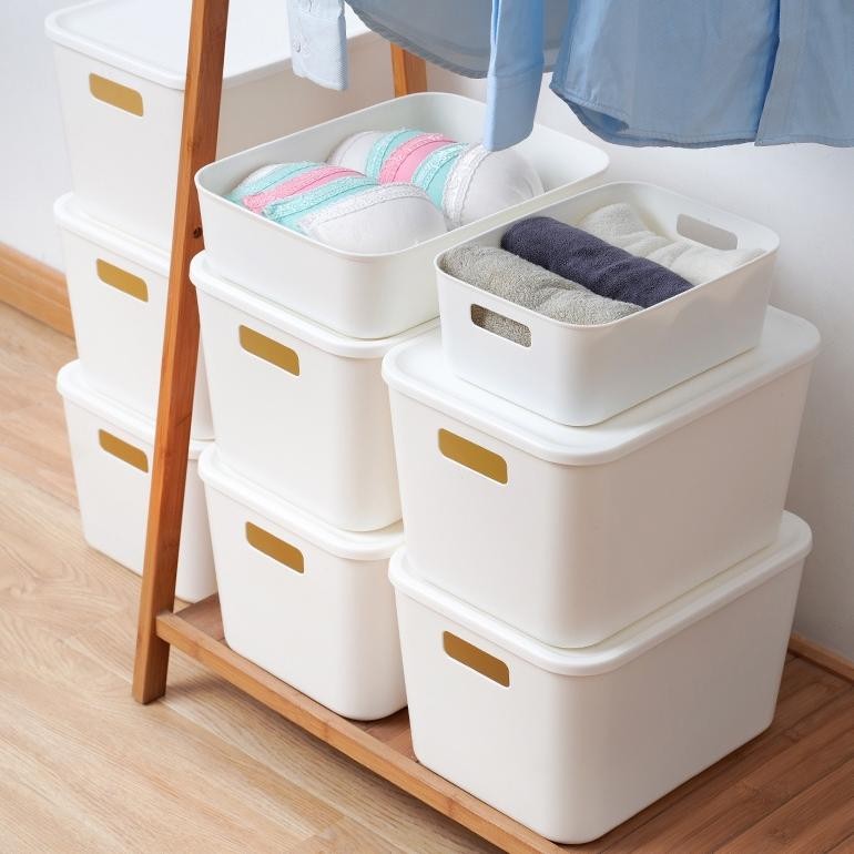 Kotak Penyimpanan Aksesoris Serbaguna Dengan Tutup Box Pakaian Selimut Bin Pantry HSB170