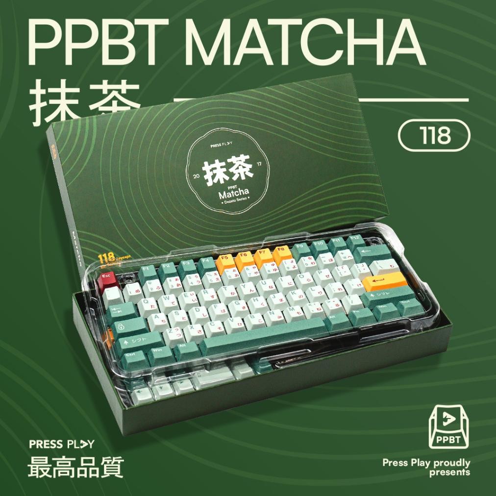 ''Terlaris" Ppbt Matcha Pbt Dye Sub Keycaps By Press Play