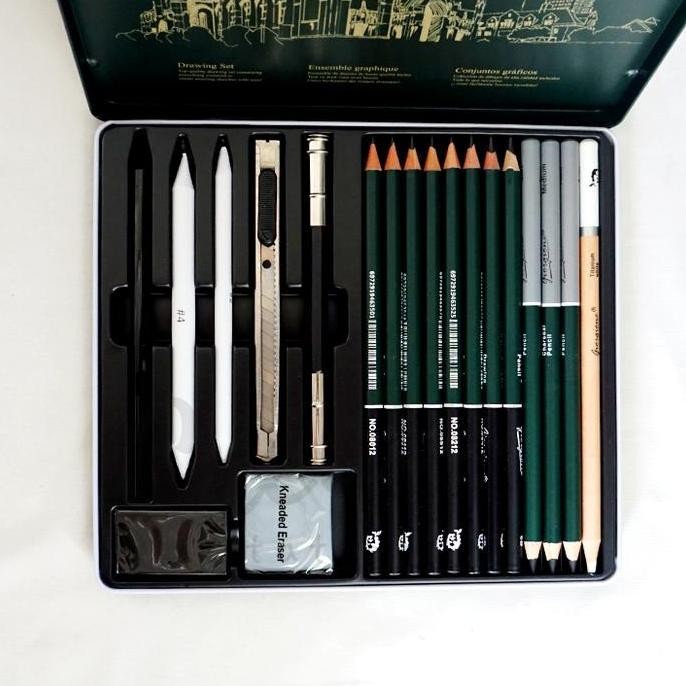 

Ready Stock !!! Giorgione Sketching Set Pensil Sketsa Lengkap Cutter Paper Stump Eraser 19 Pcs G-191908