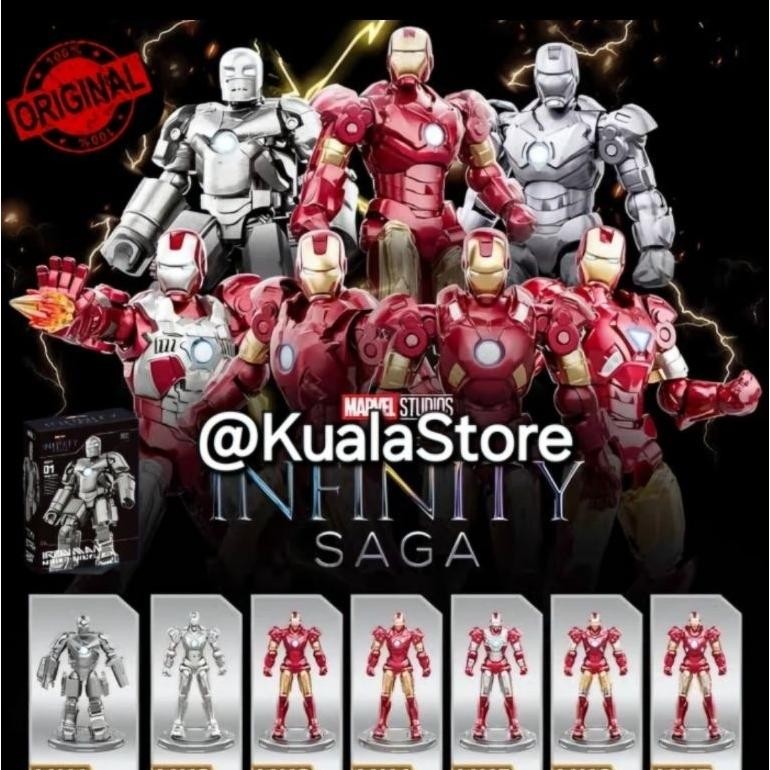 Marvel Action Figure Iron Man Model Kit Blind Box Avengers The Infinity Saga Original Disney Mark Zd