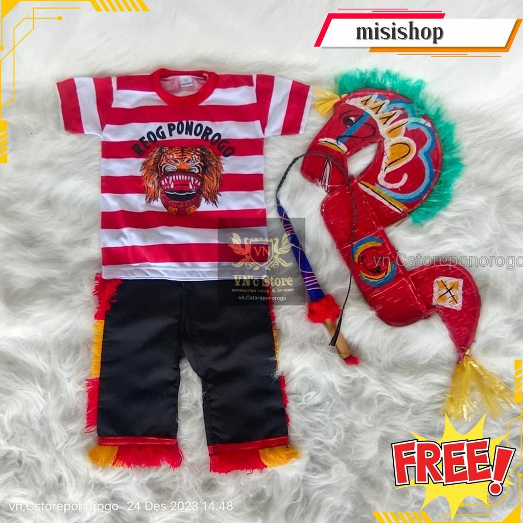 Setelan Jaranan Anak Fulset/ Kaos Reog / Kaos Sakera / Kaos Jaranan / Kaos Barong / Kaos Sunda / Pon