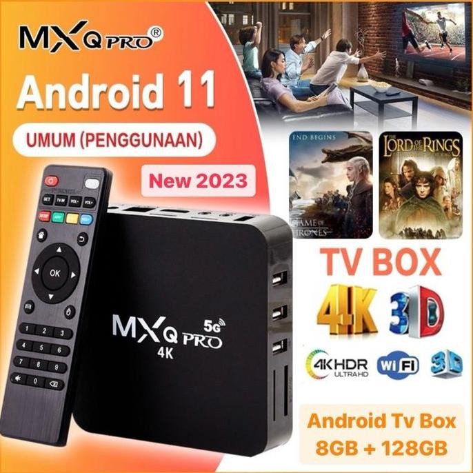 ANDROID TV BOX MXQ PRO 5G 4K 8GB RAM + 128GB ROM SMART ANDROID TV BOX WIFI RECEIVER TV TELEVISI