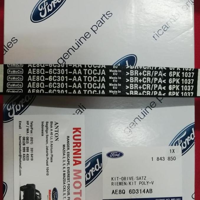 . fan belt / tali kipas ford fiesta 1.4 , ford fiesta 1.6